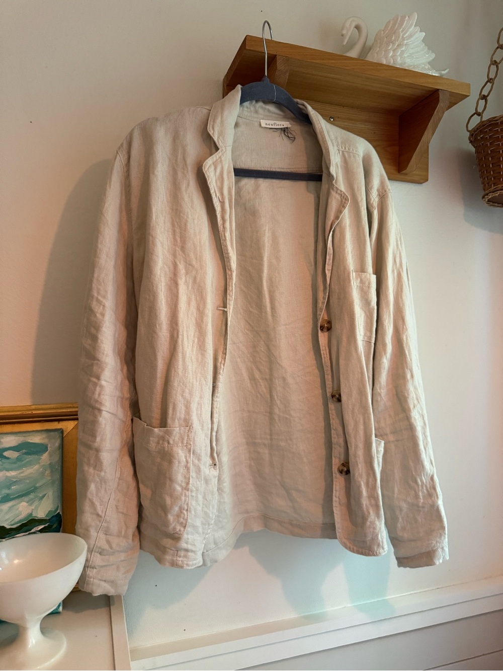 Light Beige Linen Blazer Jacket - neuflora